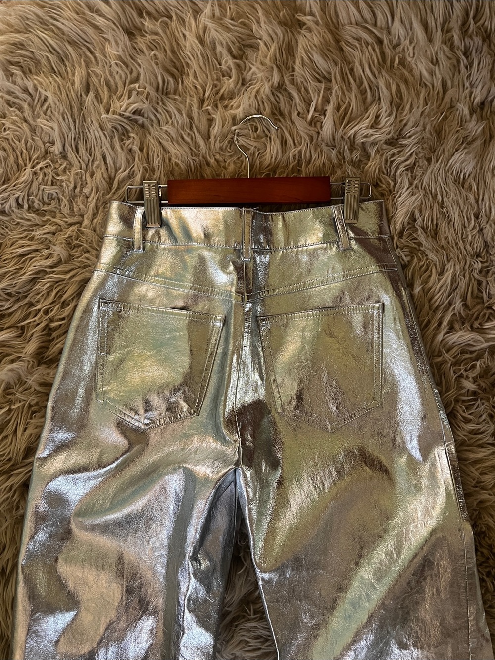 Mango Silver Metallic Pants